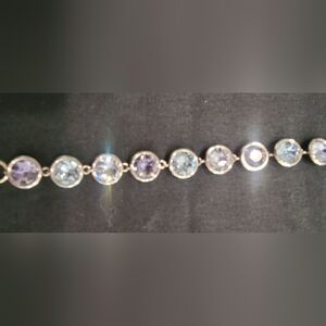 Amethyst, White Sapphire, Aquamarine Silver Bracelet
